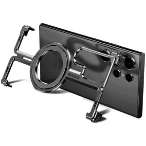 Luxury Magnetic Magsafe Rimless Metal Case For Samsung Galaxy S23 S24 Ultra Aluminum Stand Shell Shockproof Protection Cover