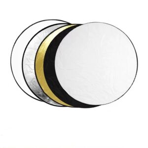 RF01 24″ Reflector 2in1 30CM 60CM 80CM 110CM Silver White Gold Portable Collapsible Soft Light Round Photography for Studio 5in1