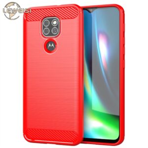 Leweisi Carbon Fiber Bumper Phone Case For Motorola Moto G9 / G9 Play / E7 PLUS / Lenovo K12 Note Back Cover Coque Shockproof Protective Phone Case