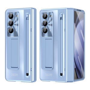 With Touch Pen Case for Samsung Galaxy Z Fold 6 5 4 3 Hinge Folding Cover Kickstand Full Protection Tempered Glass Film