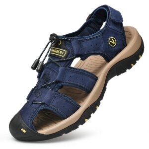 Summer Men Sandals Genuine Leather Men Casual Shoes Outdoor Men Leather Sandals for Men Beach Shoes Roman Shoes Plus Size 38-48