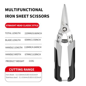 Professional Industrial Shears:Stainless Steel Scissors Tin Snips for Metal Sheet & PVC Pipe Cutting