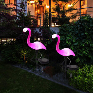 1pcs solar powered flamingo garden light waterproof LED ground mounted lawn lamp outdoor decorative landscape light