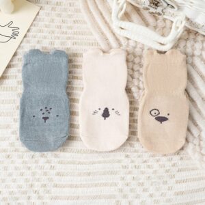 3Pairs/Lot Cartoon Baby Socks Infant Newborn Anti-Slip Cotton Floor Socks For Girls Boys Cute Unisex Rubber Grips Toddler Socken