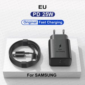 25W Original USB Type C Super Fast Charger For Samsung Galaxy S23 S22 S21 S20 Ultra S10 S8 S9 Note 20 10+ 5G Plus Charging Cable