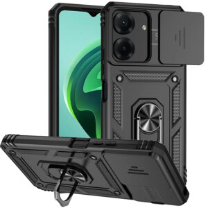 Side Camera Lens Case For Xiaomi Poco C65 Redmi 13C Armor Shockproof Car Magnetic Holder Ring Protective Hard Phone Cover Coque