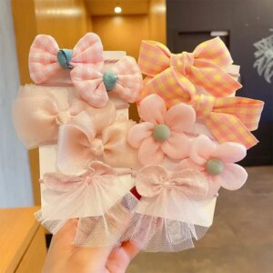 10Pcs/pack Flower Elastic Hairbands for Children Sweet Girls Big Bow Hair Ties Fashion Rubber Headbands Hair Accessories