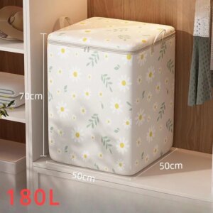 1Pcs Cartoon Daisy Pattern Storage Box Large Capacity Zipper Organizer Versatile Dustproof Container Clothes Storage Bag