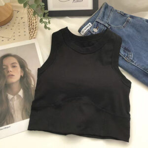Summer Short I-Word Sleeveless Yoga Vest Female Slim Sports Vest With Bra Pads Fitness Running Tank Top