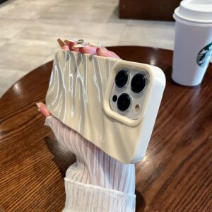 6D Silk Pattern Wavy Phone Case For iPhone 15 14 13 11 12 Pro Max X XS XR 8 Plus Shockproof Protective Soft Back Cover