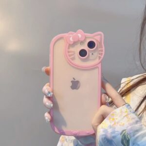 Sanrio Hello Kitty Kawaii KT Head Phone Case For iPhone 15 14 13 Pro Max 11 12 13 Pro X XR 7 8 Plus Girl Pink Y2K Cute Cover