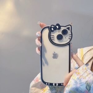 Sanrio Hello Kitty Kawaii KT Head Phone Case For iPhone 15 14 13 Pro Max 11 12 13 Pro X XR 7 8 Plus Girl Pink Y2K Cute Cover