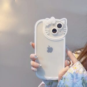 Sanrio Hello Kitty Kawaii KT Head Phone Case For iPhone 15 14 13 Pro Max 11 12 13 Pro X XR 7 8 Plus Girl Pink Y2K Cute Cover