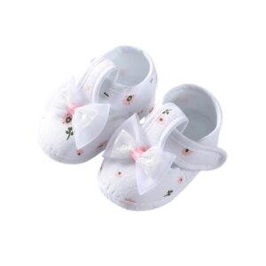 Summer Baby Girls’ Canvas Shoes for Newborn Crib Shoes Baby Learning Walking Shoes Sweet Princess Shoes Flower Or Cute Bow Knot