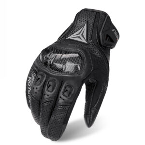 Men Motorcycle Gloves Full-finger Touchscreen Ride Non-slip Genuine Leather Moto Gloves Carbon Fiber Knuckle Protective Guante