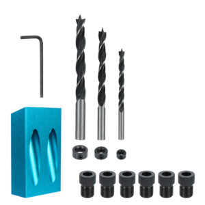 With Drill Bit Set 15 Degrees Pocket Hole Jig Kit Woodworking Hole Drilling Guide Locator 7/14/15Pcs Hole Puncher