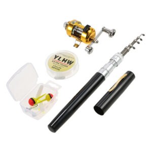 Fishing Rod Reel Combo Set Mini Telescopic Portable Pocket Pen Fishing Rod Pole + Reel Aluminum Alloy Fishing Line Jig Hooks