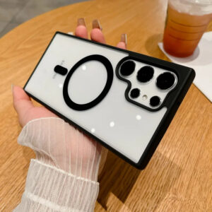 Luxury Magnetic Clear Phone Case For Samsung Galaxy S22 S23 S24 Ultra For Magsafe Wireless Charging Cases Shockproof Back Cover