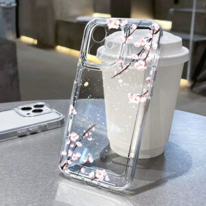Pink Flower Clear Case For iPhone 11 Case iPhone 12 13 14 15 Pro Max X XR XS Max 7 8 Plus SE 2022 2020 Funda Soft Silicone Cover