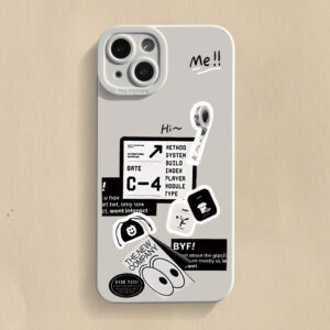 Creative Stickers Silicone Phone Case For iPhone 11 12 13 14 15 Pro Max XS X XR 7 8 14 6Plus SE2020 Camera Lens Protection Cover