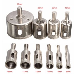 6mm-30mm Diamond Glass Drill Bits 10Pcs Core Drill Bit Set for Glass Marble Granite Stone Tile Cutting Opener Drilling Tool