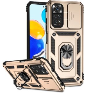 Armor Case For Xiaomi Redmi Note 12 11 10 9 S Pro Max Plus 5G With Magnetic Ring Bracket Slide Lens Protective Back Phone Cover