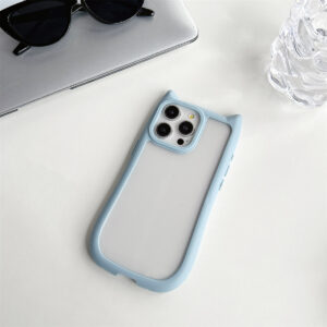 Cute Cat Ears Modelling Silicone Clear Phone Case For iphone 15 14 Pro Max 13 12 Shockproof Bumper Soft Cover