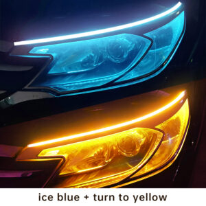 2pcs Auto Headlights White Turn Signal Yellow Brake Flow Lights LED DRL Car Daytime Running Light Flexible Waterproof Strip 12V