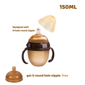 Nano Silicone Newborn Baby Bottles With Handle 150ML/250ML Wide-mouth Brestmilk Design Anti-Colic Baby Milk Feeding Bottles
