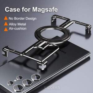 π Case for Samsung Galaxy S24 S23 Ultra S24 Plus Cover Metal Alloy Magnetic for Magsafe Wireless Charge Stand Holder Shell Funda