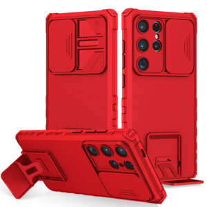 Shockproof Push Window Phone Case For Samsung Galaxy S21 S22 S23 S30 S24 Ultra Plus S20 FE Luxury Bracket Back Cover Funda