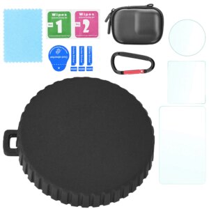 TPU Lens Protective Cap W/ Carrying Case Tempered Glass Front Rear Screen Protector for DJI Osmo Action 3/4 Camera