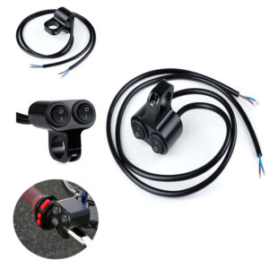 12V Motorcycle Handlebar Dual Button Control Headlight ON / OFF Fog Light Switch Aluminum Alloy Black For Universal ATV Scooter