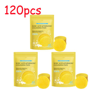 40-120pcs Turmeric Kojic Acid Cleansing Pads Exfoliating Pads Facial Sponges For Cleansing And Exfoliating Facial Washing Sponge