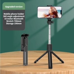Cell Phone Selfie Stick Tripod Bluetooth Remote Wireless Selfi Stick Phone Holder Stand with Beauty Fill Light for Phone