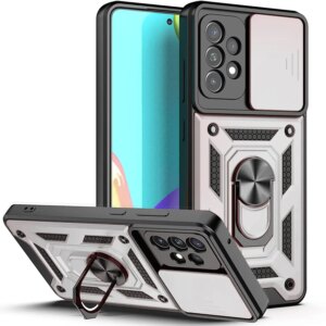 Armor Magnetic Ring Stand Holder Case For Samsung Galaxy S24 S23 Ultra Plus A55 A54 A35 5G M14 4G Slide Lens Protection Cover