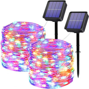 2Pack Solar String Lights Outdoor Waterproof 8 Modes Solar LED Fairy String Light for Party Wedding Christmas Decoration Lamp