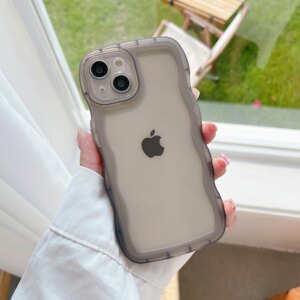 for iPhone 15 14 13 12 11 Pro Max Mini XS SE 7 8 Plus Case Cute Transparent Curly Wave Hybrid Shockproof Bumper Cover Soft Funda