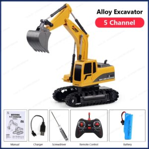 RC Alloy Excavator Radio Remote 2.4G Control Bulldozer Engineering Car Dump Truck Toys for Boys Children’s Gifts