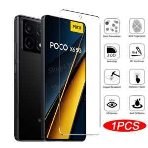 1-5Pcs Screen Protector For Poco X6 X5 X4 X3 NFC M6 M5 M4 Pro 5G Tempered Glass For F6 F5 F3 F4 GT Pro C65 C40 Protective Glass