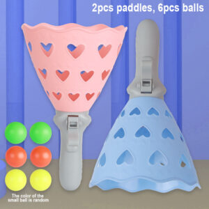 Outdoor Indoor Game Activities for Kids, 5.9 Inch Pop-Pass-Catch Ball Game with 2 Catch Launcher Baskets and 6 Balls, Yard Games