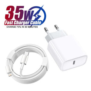 35W PD EU Fast Wall Charger Cable for iPhone 11 12 13 mini 14 Pro Max X XR XS 8 Plus 2m Rapid Charging Cable USB-C Power Adapter