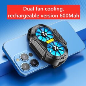 New Dual Fan 600mah Rechargeable Mobile Phone Radiator Large Air Volume Back Clamped Mobile Phone Cooling Fan for IPhone Samsung