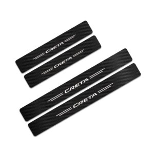 4PCS Car Door Sill Carbon Fiber Sticker For Hyundai I20 I10 KONA IONIQ I40 CRETA EQUUS IX25 IX55 EON Auto Accessories Sticker
