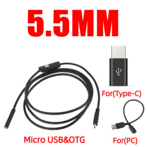 7.0mm 5.5mm Waterproof Endoscope Camera 6 LEDs Adjustable USB Android Flexible Inspection Borescope for Phone PC Dental Mirror