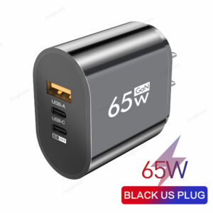 GaN Fast Charger Total 65W Type C Charging 3 Ports Quick Charge Wall Adapter For iPhone 15 Xiaomi Huawei Samsung Phone Charger