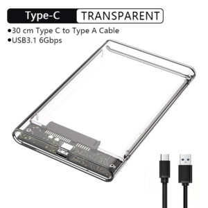 UTHAI TM05 Type-C Transparent Box HDD Enclosure 3.1 Notebook 2.5 Inch SSD Solid State Mechanical Mobile Hard Disk Box USB3.1