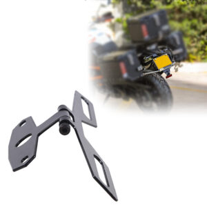 Motorcycle License Plate Bracket Taillight Mount Support Folding Number Plate Frame Holder Mount Accessories Universal Fit Black