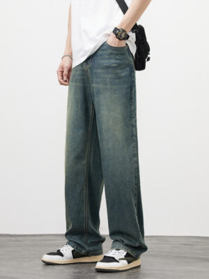 New Men’s Straight Vintage Jeans Soft Lyocell Casual Trousers Personality High Quality Male Korean Fashion Baggy Denim Pants