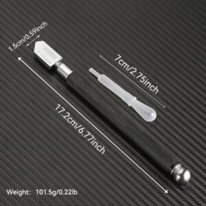 Glass Cutter 2mm-20mm Upgrade Glass Cutting Tool with Glass Cutting Oil Pencil Style Oil Feed Carbide Tip Cutter for Mirror/Tile
